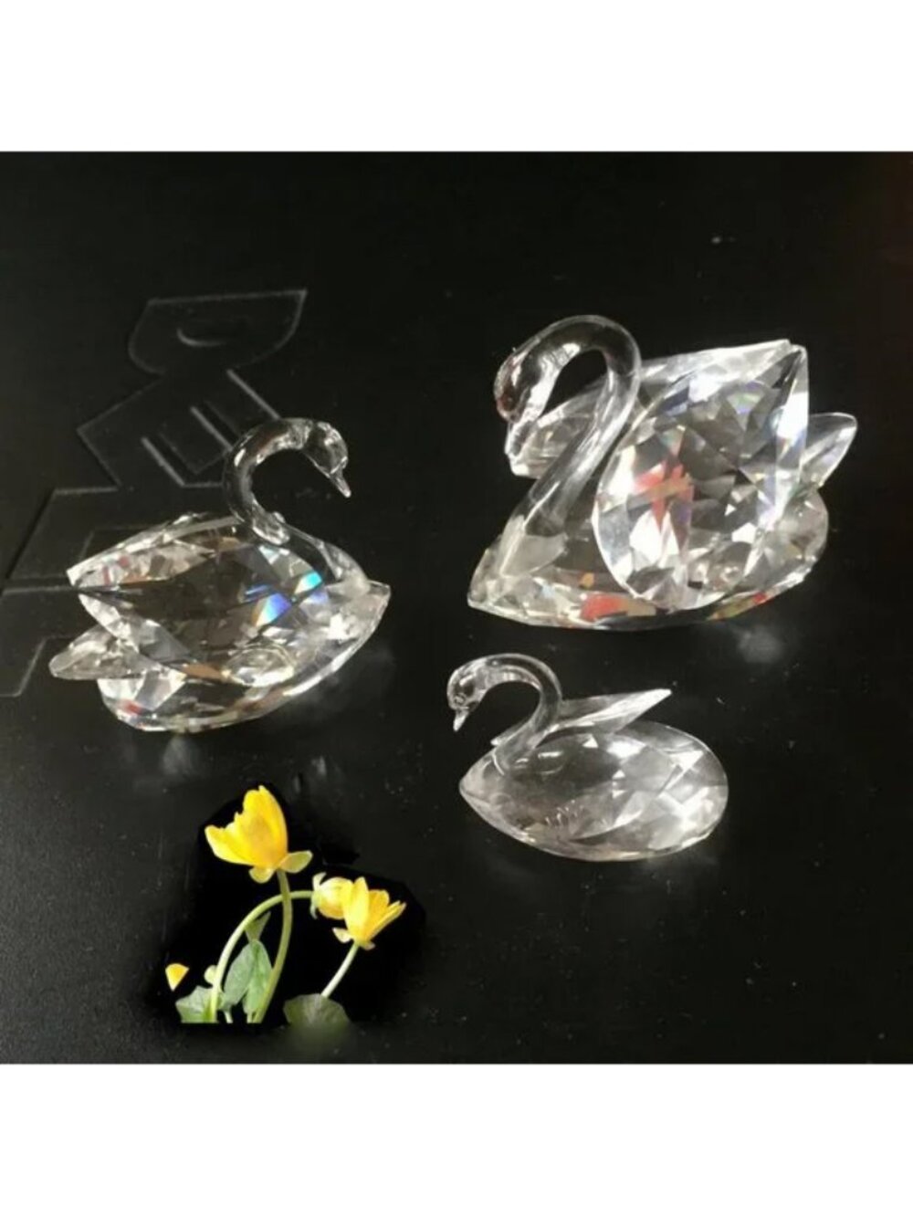 lot of 3 ~ Swarovski Swans 🦢 𝗟𝗔𝗥𝗚𝗘 3" & Medium 2" & Small 1.5" Long